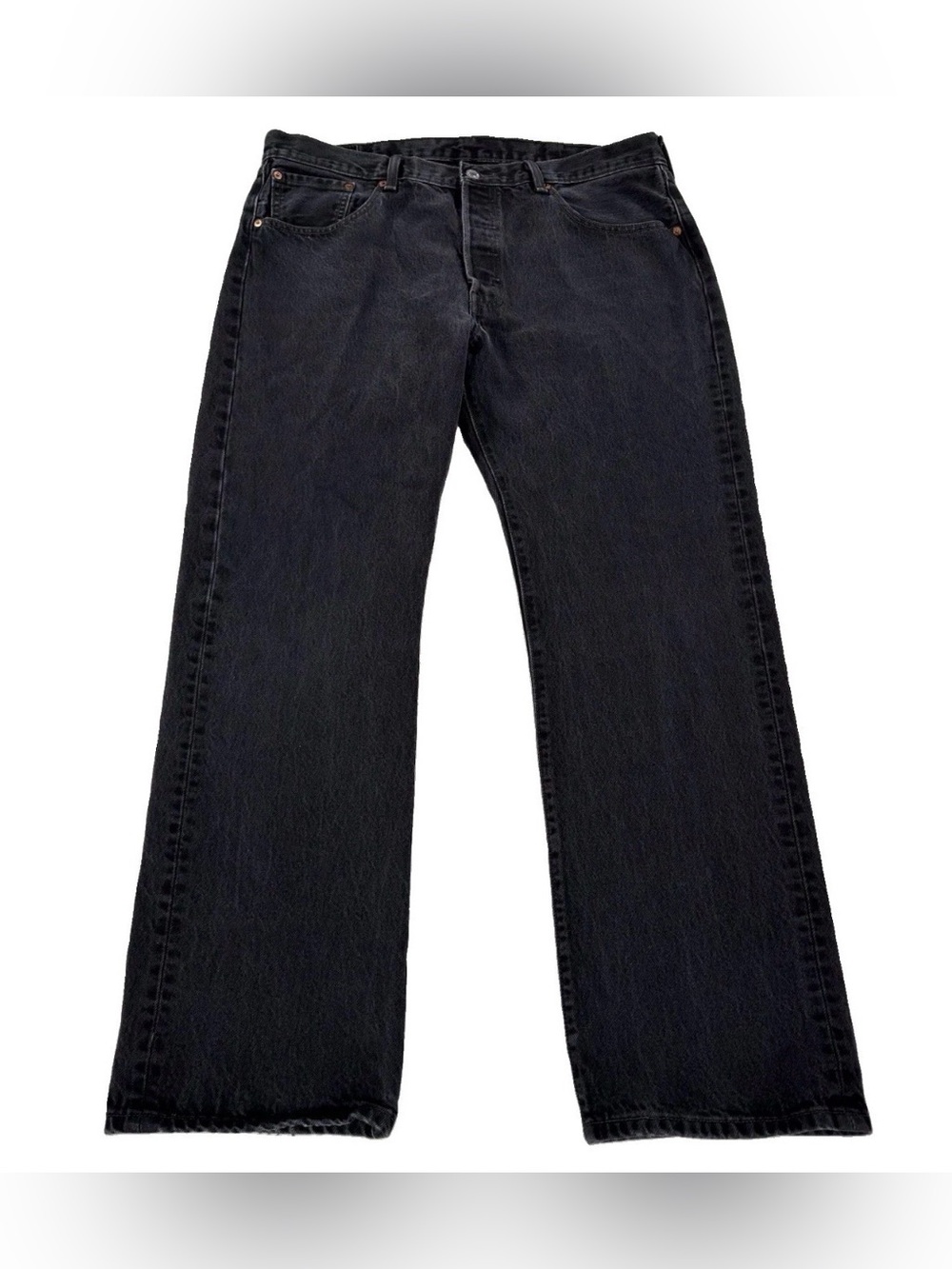 Levis 501 Jeans Black Button Fly Straight Leg Cotton Size 38x32 (Fits 38x31)